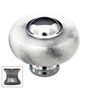 Cal Crystal [JDW-1-US15A] Marble Cabinet Knob - White - Round w/ Ferrule - Pewter - 1 1/2&quot; Dia.