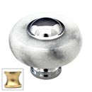 Cal Crystal [JDW-1-US3] Marble Cabinet Knob - White - Round w/ Ferrule - Polished Brass - 1 1/2" Dia.