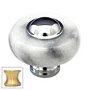 Cal Crystal [JDW-1-US4] Marble Cabinet Knob - White - Round w/ Ferrule - Satin Brass - 1 1/2&quot; Dia.