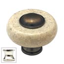 Cal Crystal [JDY-1-US14] Marble Cabinet Knob - Natural (Beige) - Round w/ Ferrule - Polished Nickel - 1 1/2&quot; Dia.