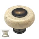 Cal Crystal [JDY-1-US15] Marble Cabinet Knob - Natural (Beige) - Round w/ Ferrule - Satin Nickel - 1 1/2&quot; Dia.