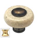 Cal Crystal [JDY-1-US3] Marble Cabinet Knob - Natural (Beige) - Round w/ Ferrule - Polished Brass - 1 1/2&quot; Dia.