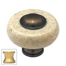 Cal Crystal [JDY-1-US4] Marble Cabinet Knob - Natural (Beige) - Round w/ Ferrule - Satin Brass - 1 1/2" Dia.