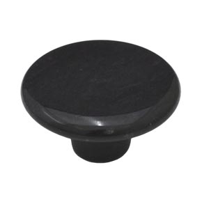 Cal Crystal [RNB-2] Marble Cabinet Knob - Black - Large - Flat Round - 1 3/4" Dia.