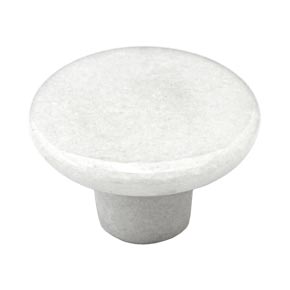 Cal Crystal [RNW-1] Marble Cabinet Knob - White - Small - Flat Round - 1 1/2" Dia.