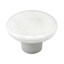 Cal Crystal [RNW-1] Marble Cabinet Knob - White - Small - Flat Round - 1 1/2" Dia.