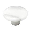 Cal Crystal [RNW-2] Marble Cabinet Knob - White - Large - Flat Round - 1 3/4" Dia.