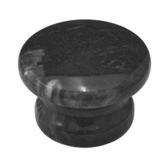 Cal Crystal [RPB-3] Marble Cabinet Knob - Black - Medium - Flat Round - Pedestal Base - 1 5/8&quot; Dia.