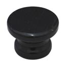 Cal Crystal [RPB-4] Marble Cabinet Knob - Black - Small - Flat Round - Pedestal Base - 1 3/8" Dia.