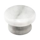 Cal Crystal [RPW-3] Marble Cabinet Knob - White - Medium - Flat Round - Pedestal Base - 1 5/8&quot; Dia.