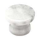 Cal Crystal [RPW-4] Marble Cabinet Knob - White - Small - Flat Round - Pedestal Base - 1 3/8" Dia.