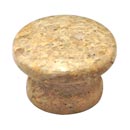 Cal Crystal [RPY-3] Marble Cabinet Knob - Natural (Beige) - Medium - Flat Round - Pedestal Base - 1 5/8" Dia.