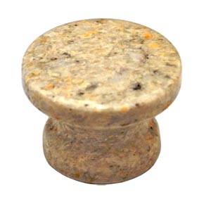 Cal Crystal [RPY-4] Marble Cabinet Knob - Natural (Beige) - Small - Flat Round - Pedestal Base - 1 3/8" Dia.