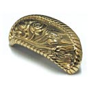Cal Crystal [VB-112-US3] Vintage Brass Cabinet Cup Pull - Rose - Polished Brass Finish - 3 1/4" Centers - 4" L