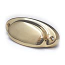 Cal Crystal [VB-174-US3] Vintage Brass Cabinet Cup Pull - Mission - Polished Brass Finish - 3" C/C - 3 5/8" L