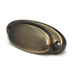 Cal Crystal [VB-174-US5] Vintage Brass Cabinet Cup Pull - Mission - Antique Brass Finish - 3&quot; Centers - 3 5/8&quot; L