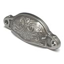 Cal Crystal [VB-2-US15] Vintage Brass Cabinet Cup Pull - Ornate - Satin Nickel Finish - 3 3/4" Centers - 4 1/4" L