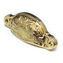 Cal Crystal [VB-2-US3] Vintage Brass Cabinet Cup Pull - Ornate - Polished Brass Finish - 3 3/4" Centers - 4 1/4" L