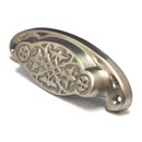 Cal Crystal [VB-37-US15] Vintage Brass Cabinet Cup Pull - Georgian Vine - Satin Nickel Finish - 3 3/4" Centers - 4 5/16" L