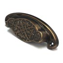 Cal Crystal [VB-37-US5] Vintage Brass Cabinet Cup Pull - Georgian Vine - Antique Brass Finish - 3 3/4" Centers - 4 5/16" L