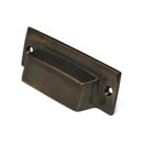 Cal Crystal [VB-44-US5] Vintage Brass Cabinet Cup Pull - Mission - Antique Brass Finish - 3" Centers - 3 1/2" L