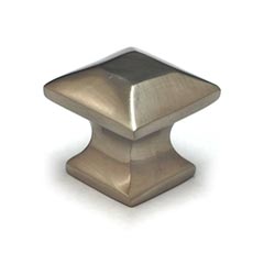 Cal Crystal [VB-169-US15] Vintage Brass Cabinet Knob - Mission Pyramid - Large - Satin Nickel Finish - 1 1/4&quot; Sq.