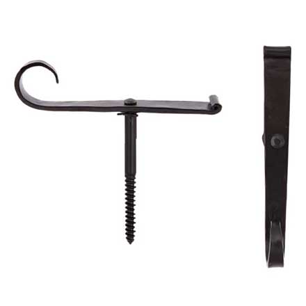 Charleston Hardware [4183.US693] Forged Iron Shutter Dog - Charleston - Lag Mount - 6&quot; L - Flat Black - Pair