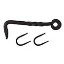 Charleston Hardware [4153.US693] Forged Iron Shutter Hook - Twisted Bar - Staple Mount - Flat Black - 4" L