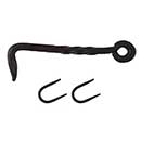 Charleston Hardware [4154.US693] Forged Iron Shutter Hook - Twisted Bar - Staple Mount - Flat Black - 6" L