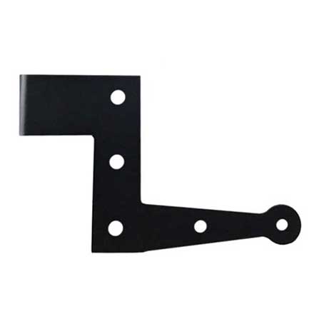 Charleston Hardware [4190.SS] Stainless Steel Shutter L Strap Hinge - Bean End - 2 1/4&quot; Offset - Flat Black - Pair