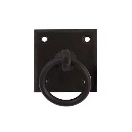 Charleston Hardware [4152.US693] Cast Iron Shutter Ring Pull - Square Plate - Flat Black - 1 1/4&quot; Dia.