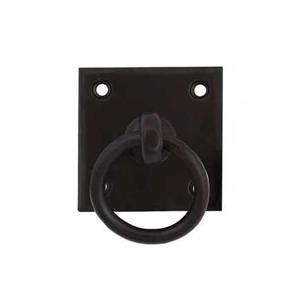 Charleston Hardware [4152.US693] Cast Iron Shutter Ring Pull - Square Plate - Flat Black - 1 1/4&quot; Dia.