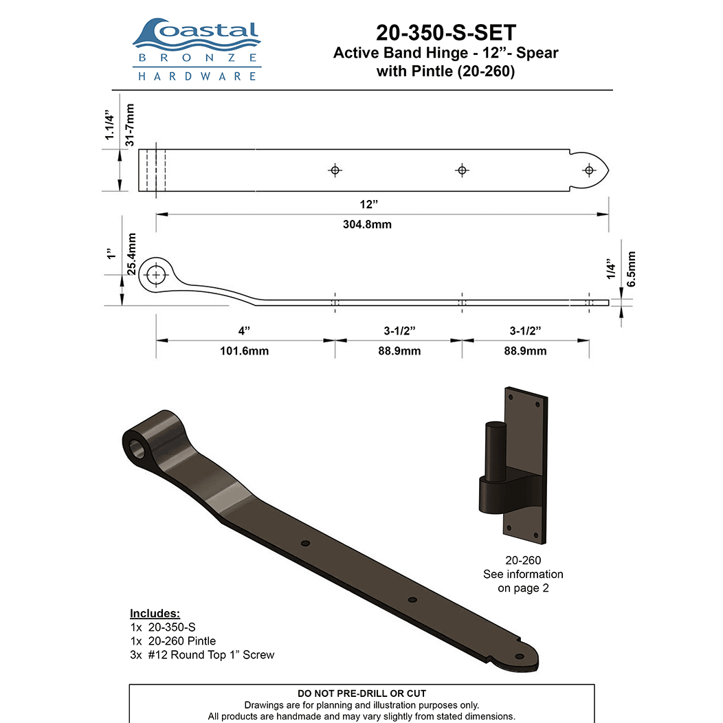 Coastal Bronze [20-350-S] Band Hinge Set
