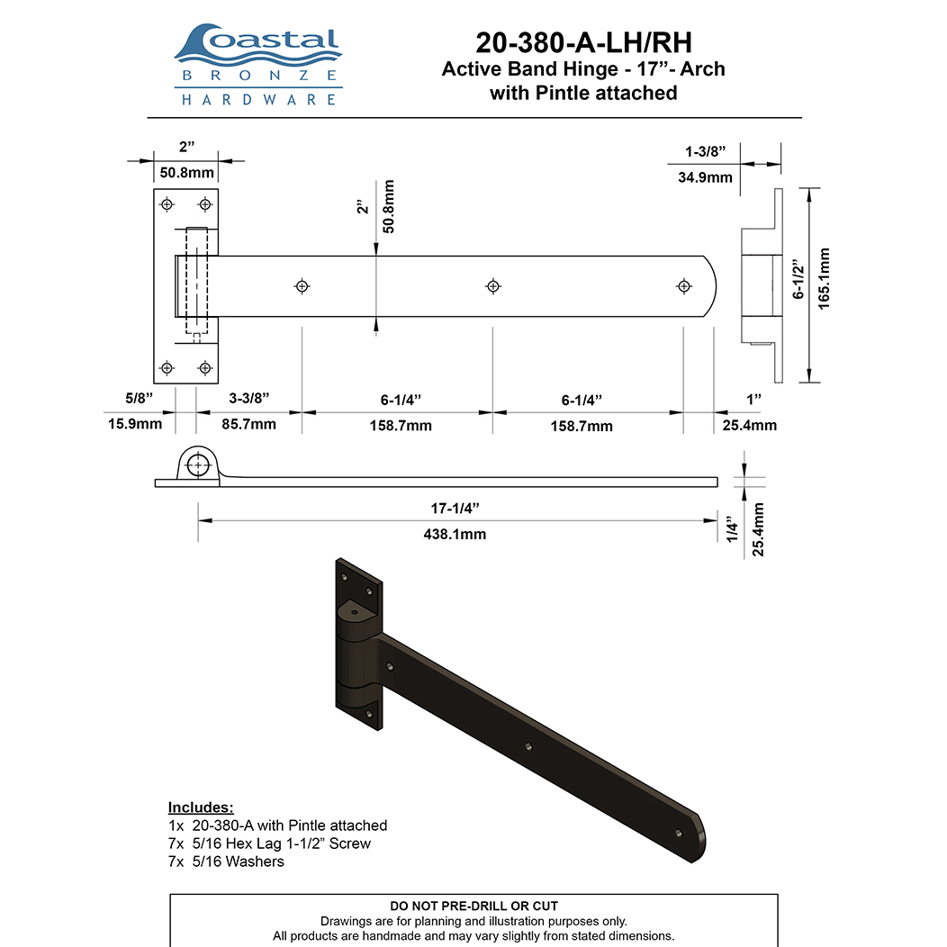 Coastal Bronze [20-380-A] Band Hinge Set