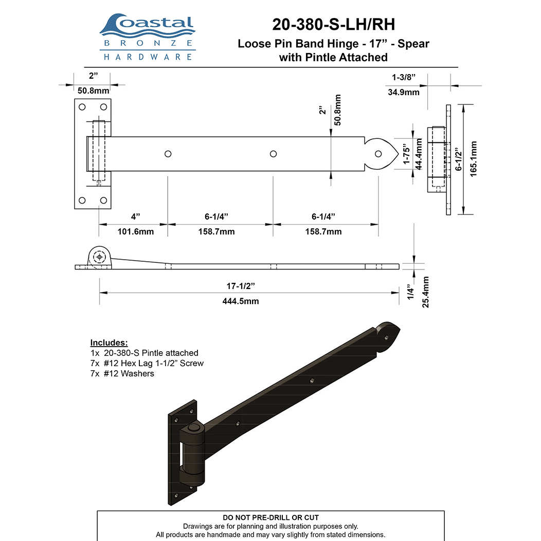 Coastal Bronze [20-380-S] Band Hinge Set