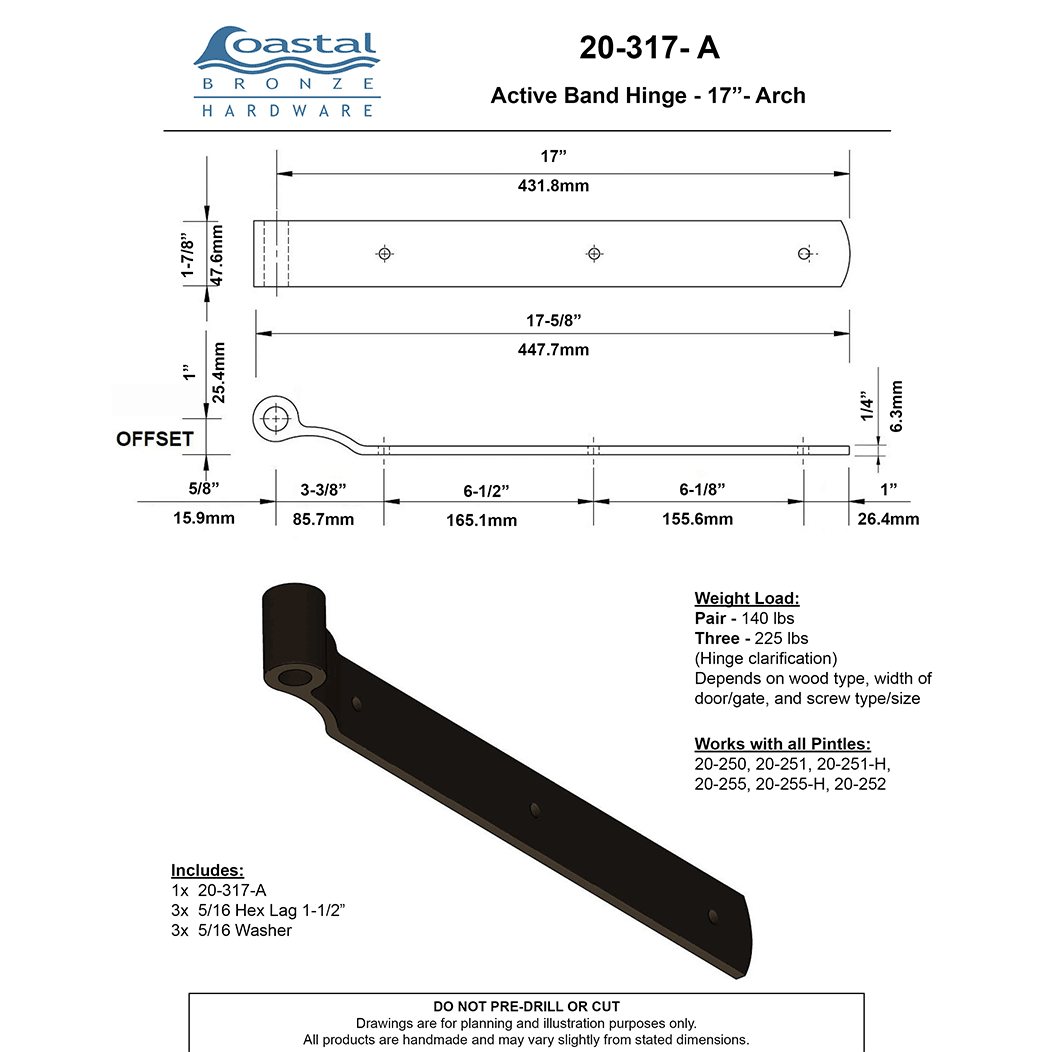 Coastal Bronze [20-317-A] Gate Band Hinge