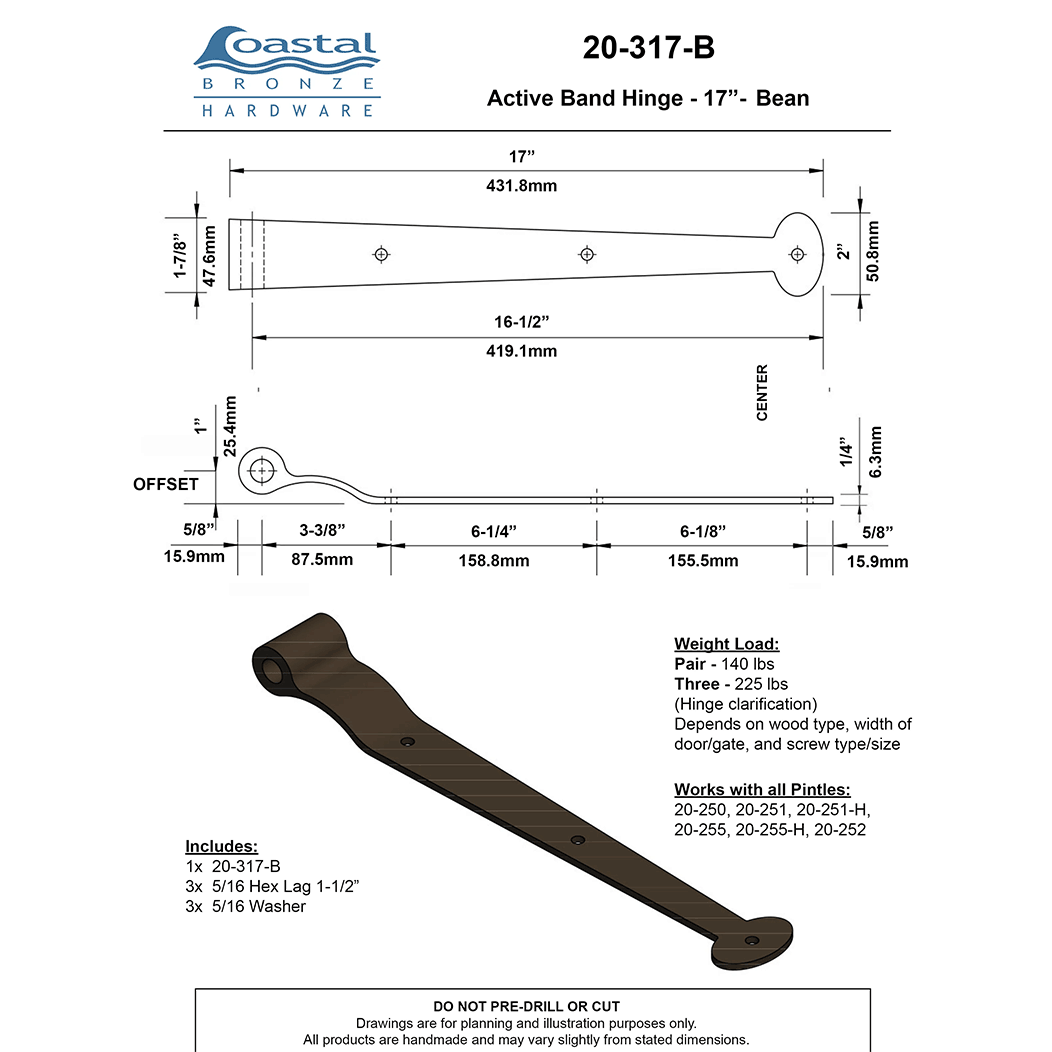 Coastal Bronze [20-317-B] Gate Band Hinge