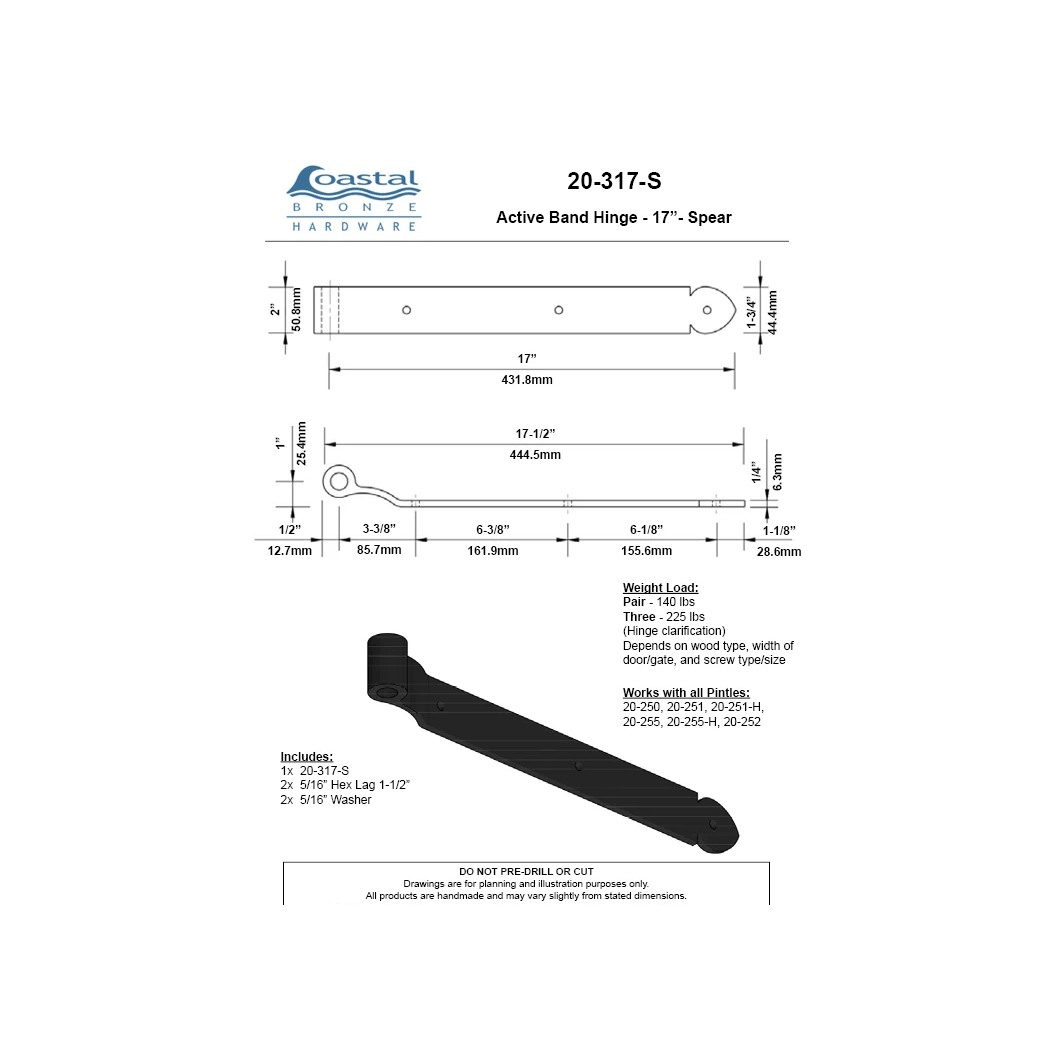 Coastal Bronze [20-317-S] Gate Band Hinge