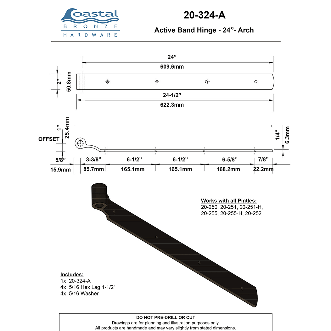 Coastal Bronze [20-324-A] Gate Band Hinge