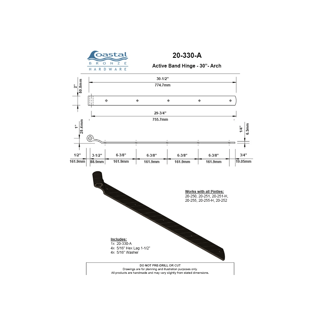 Coastal Bronze [20-330-A] Gate Band Hinge