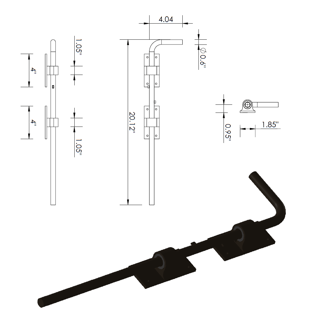 Coastal Bronze [80-100] Gate Cane Bolt