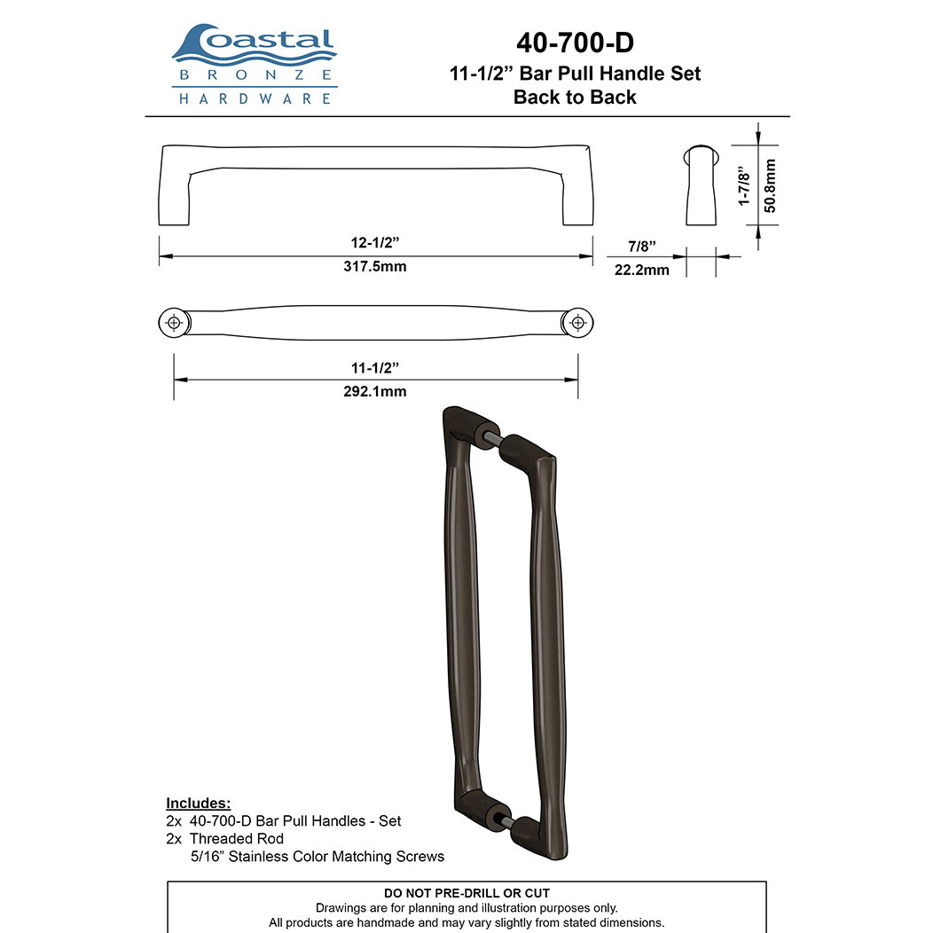 Coastal Bronze [40-700-D] Solid Bronze Gate Pull
