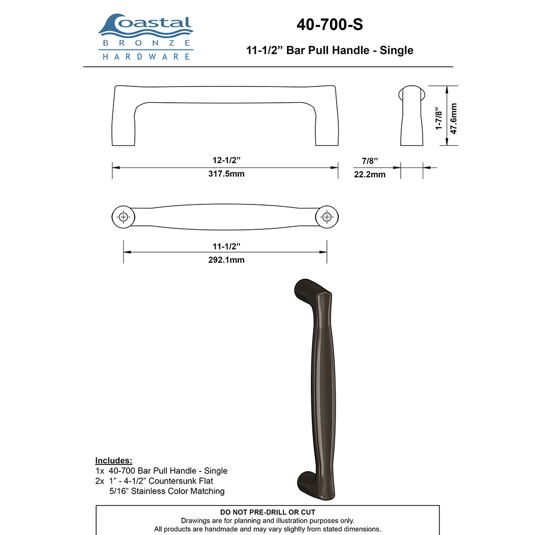 Coastal Bronze [40-700-S] Solid Bronze Gate Pull