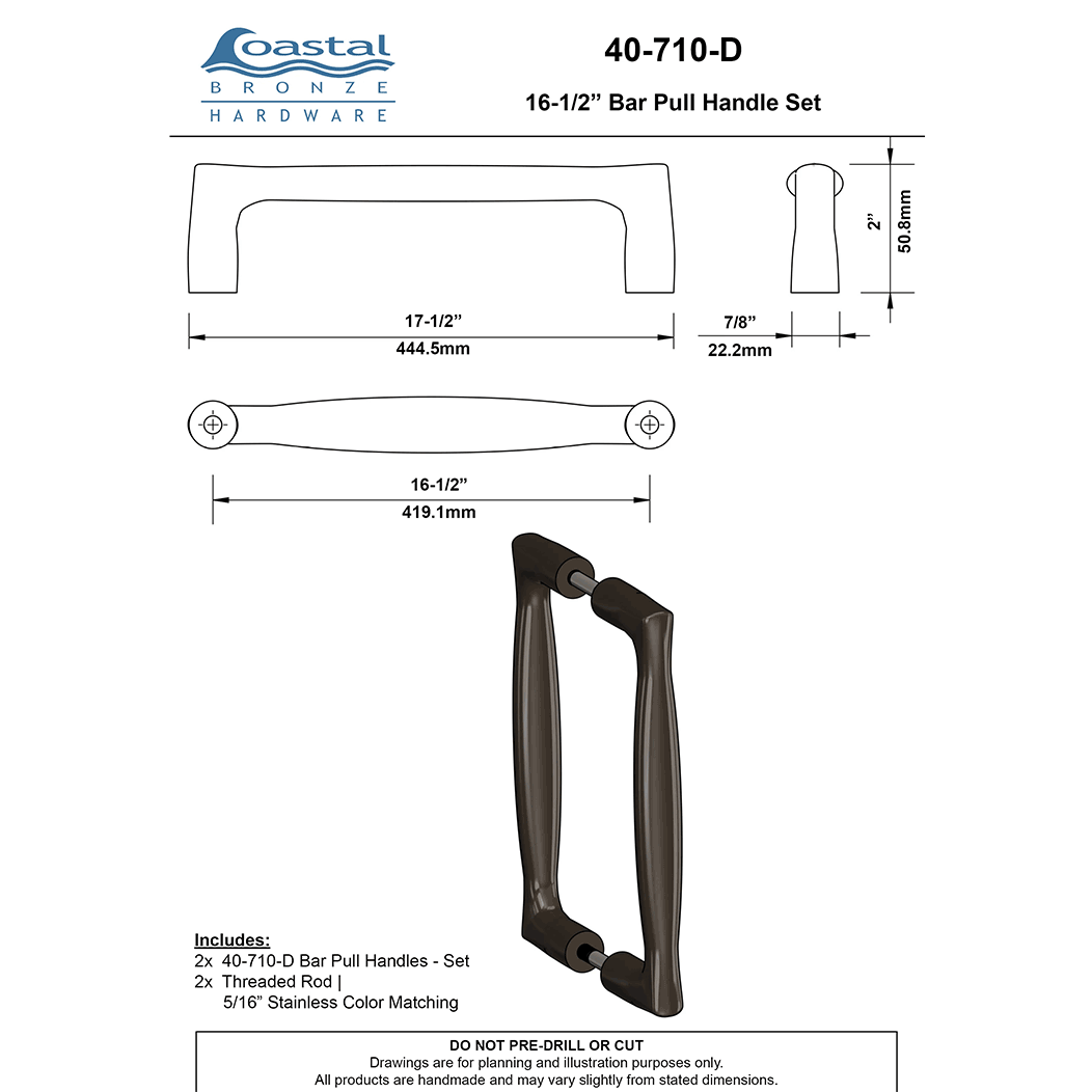 Coastal Bronze [40-710-D] Solid Bronze Gate Pull