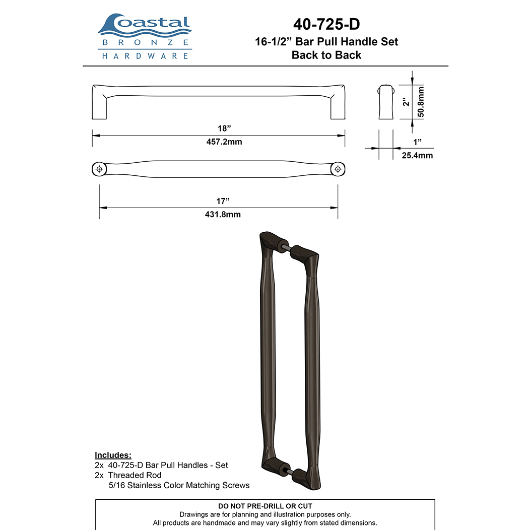 Coastal Bronze [40-725-D] Solid Bronze Gate Pull