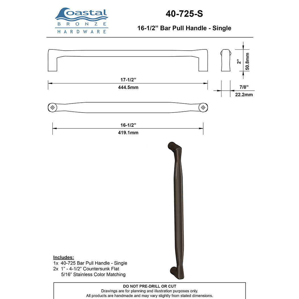 Coastal Bronze [40-725-S] Solid Bronze Gate Pull