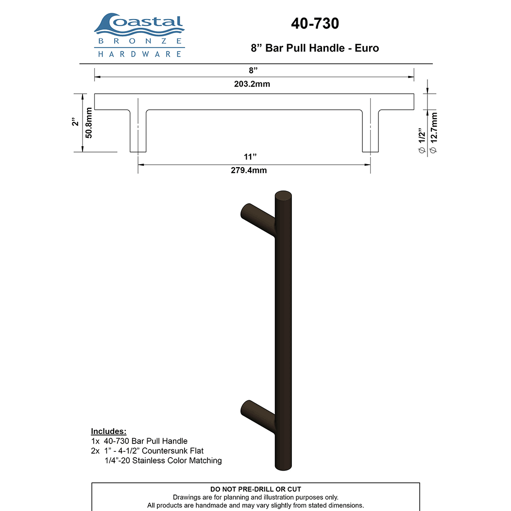 Coastal Bronze [40-730] Solid Bronze Gate Pull