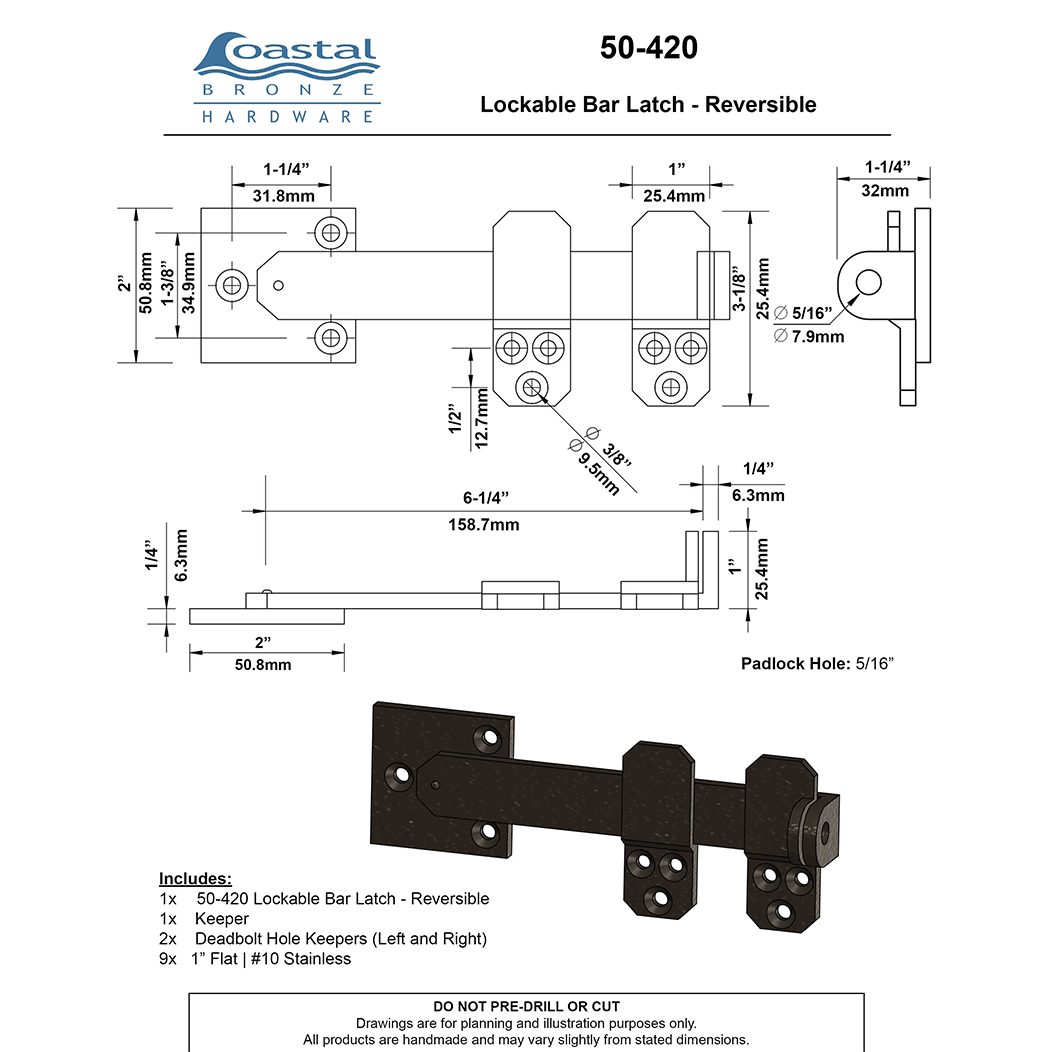 Coastal Bronze [50-420] Flip Latch
