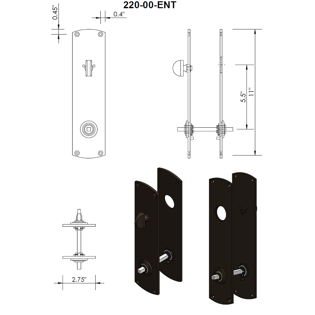 Coastal Bronze 220 Series Door Tubular Entry Set