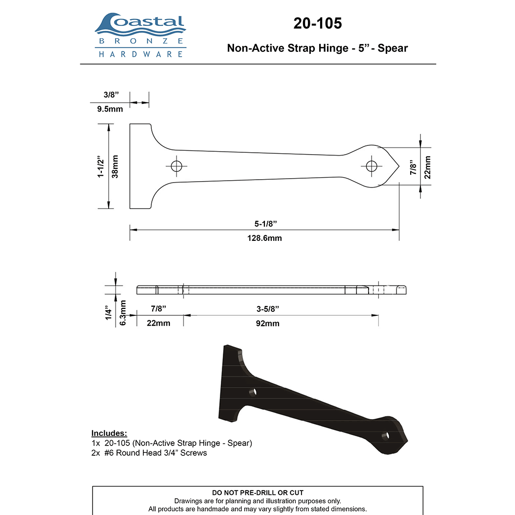 Coastal Bronze [20-105] Inactive Hinge Strap
